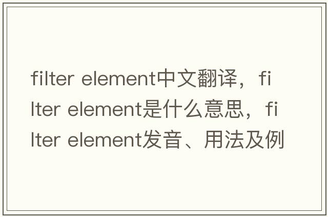 filter element中文翻譯，filter element是什么意思，filter element發(fā)音、用法及例句