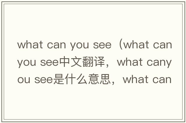 what can you see（what canyou see中文翻譯，what canyou see是什么意思，what canyou see發(fā)音、用法及例句）