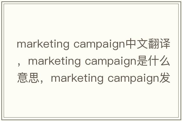 marketing campaign中文翻譯，marketing campaign是什么意思，marketing campaign發(fā)音、用法及例句