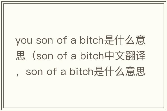 you son of a bitch是什么意思（son of a bitch中文翻譯，son of a bitch是什么意思，son of a bitch發(fā)音、用法及例句）
