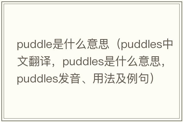 puddle是什么意思（puddles中文翻譯，puddles是什么意思，puddles發(fā)音、用法及例句）