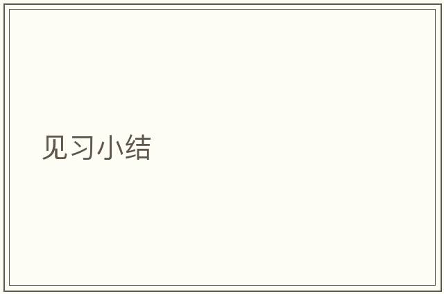 見(jiàn)習小結