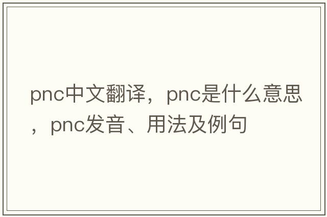 pnc中文翻譯，pnc是什么意思，pnc發(fā)音、用法及例句