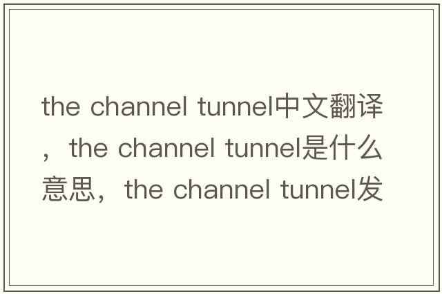 the channel tunnel中文翻譯，the channel tunnel是什么意思，the channel tunnel發(fā)音、用法及例句