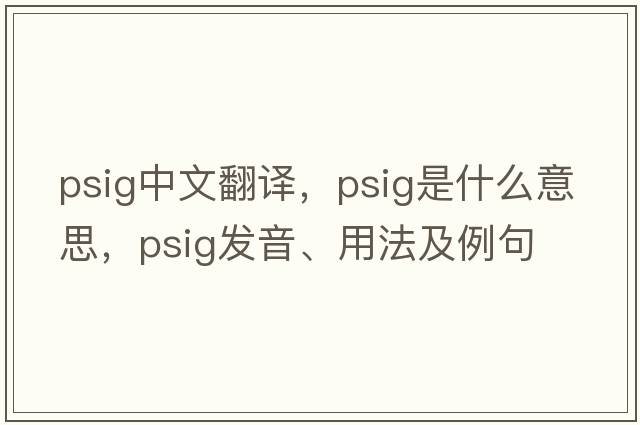 psig中文翻譯，psig是什么意思，psig發(fā)音、用法及例句