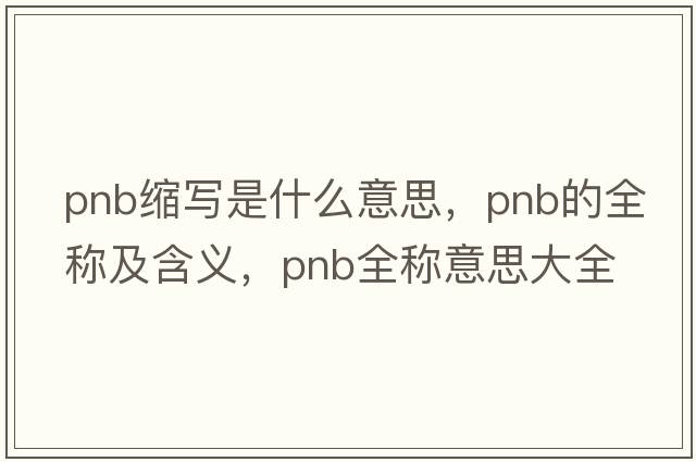pnb縮寫(xiě)是什么意思，pnb的全稱(chēng)及含義，pnb全稱(chēng)意思大全