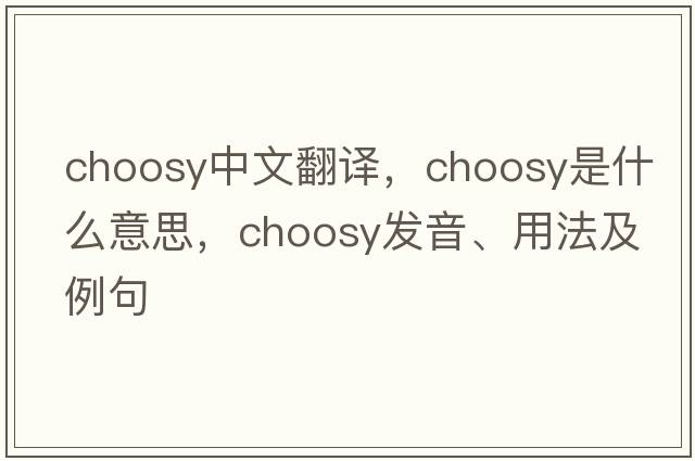 choosy中文翻譯，choosy是什么意思，choosy發(fā)音、用法及例句