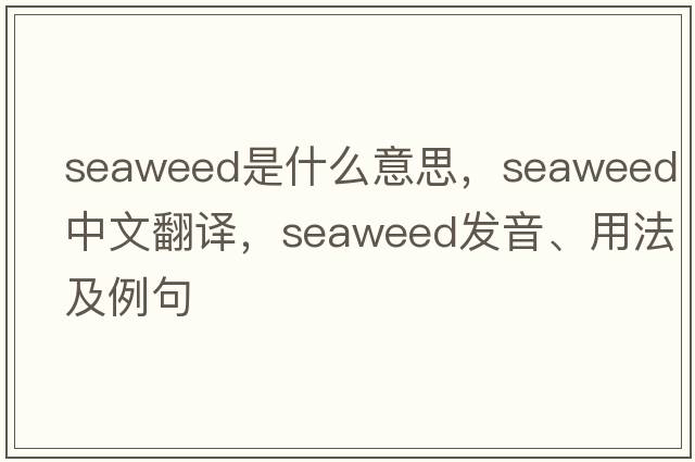seaweed是什么意思，seaweed中文翻譯，seaweed發(fā)音、用法及例句