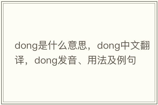 dong是什么意思，dong中文翻譯，dong發(fā)音、用法及例句