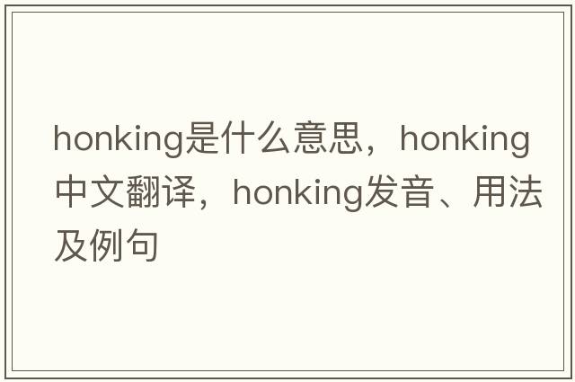 honking是什么意思，honking中文翻譯，honking發(fā)音、用法及例句