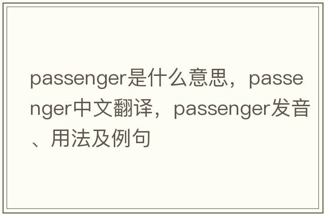 passenger是什么意思，passenger中文翻譯，passenger發(fā)音、用法及例句