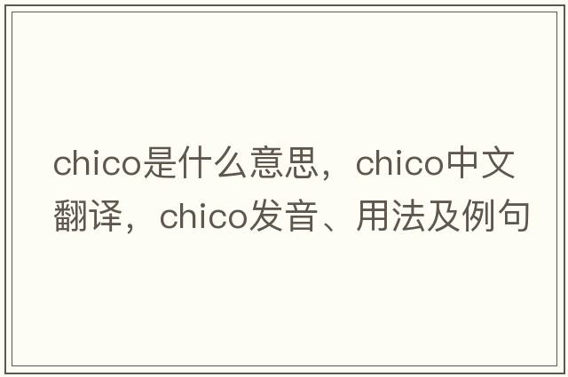 chico是什么意思，chico中文翻譯，chico發(fā)音、用法及例句