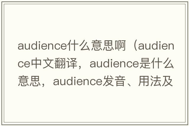 audience什么意思?。╝udience中文翻譯，audience是什么意思，audience發(fā)音、用法及例句）