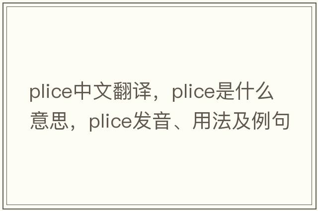 plice中文翻譯，plice是什么意思，plice發(fā)音、用法及例句