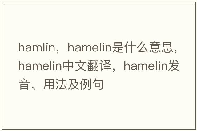 hamlin，Hamelin是什么意思，Hamelin中文翻譯，Hamelin發(fā)音、用法及例句
