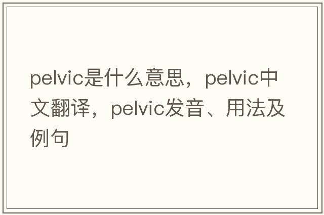 pelvic是什么意思，pelvic中文翻譯，pelvic發(fā)音、用法及例句