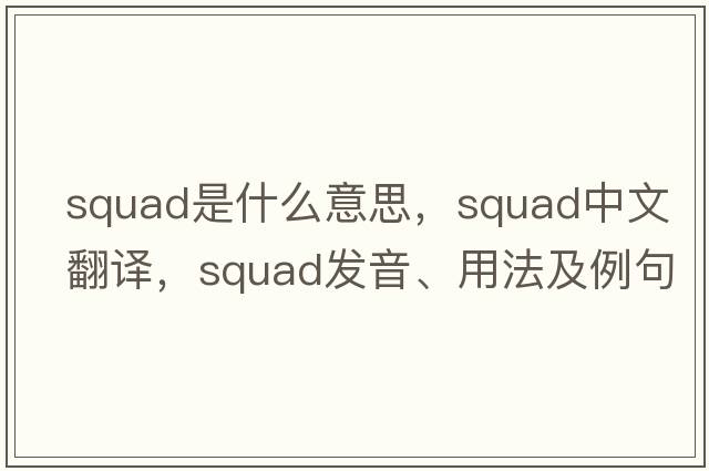 squad是什么意思，squad中文翻譯，squad發(fā)音、用法及例句