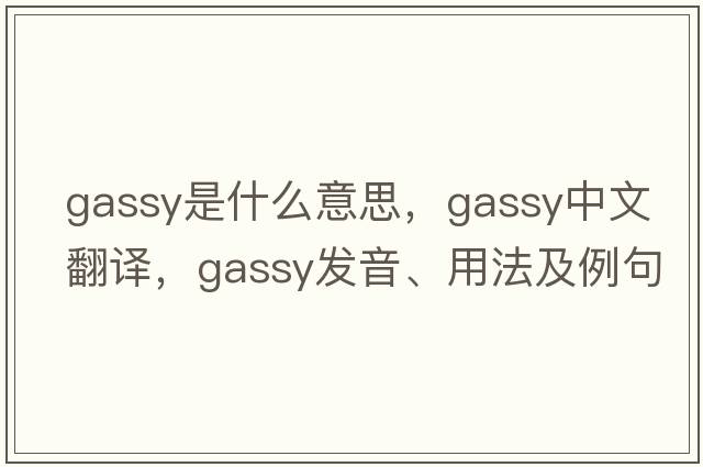 gassy是什么意思，gassy中文翻譯，gassy發(fā)音、用法及例句