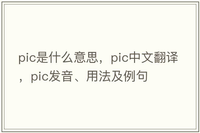 pic是什么意思，pic中文翻譯，pic發(fā)音、用法及例句