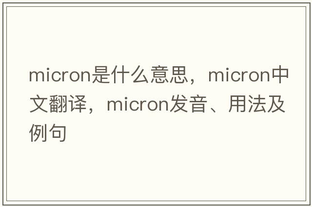 micron是什么意思，micron中文翻譯，micron發(fā)音、用法及例句