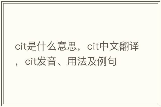 CIT是什么意思，CIT中文翻譯，CIT發(fā)音、用法及例句