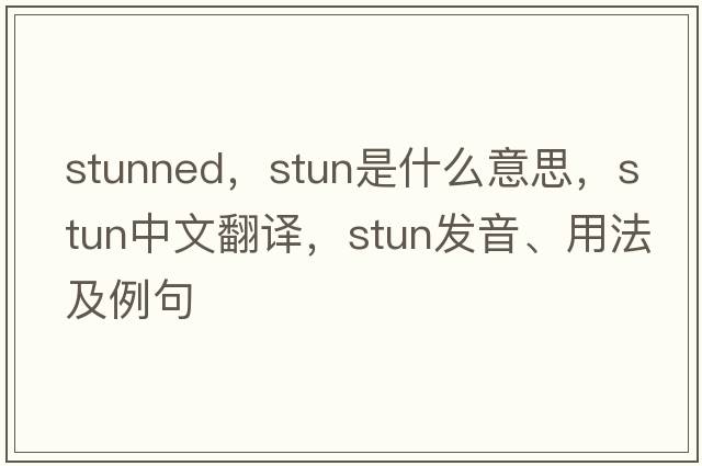 stunned，stun是什么意思，stun中文翻譯，stun發(fā)音、用法及例句
