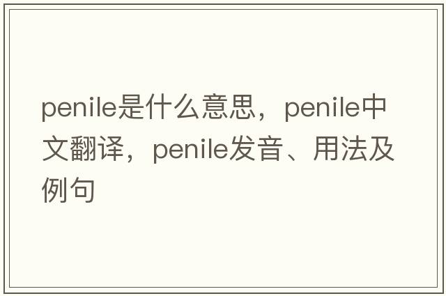 penile是什么意思，penile中文翻譯，penile發(fā)音、用法及例句