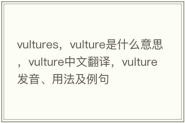 vultures，vulture是什么意思，vulture中文翻譯，vulture發(fā)音、用法及例句