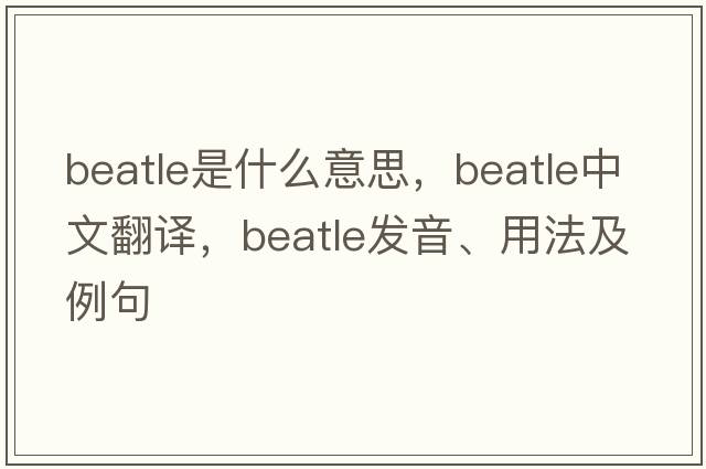 Beatle是什么意思，Beatle中文翻譯，Beatle發(fā)音、用法及例句