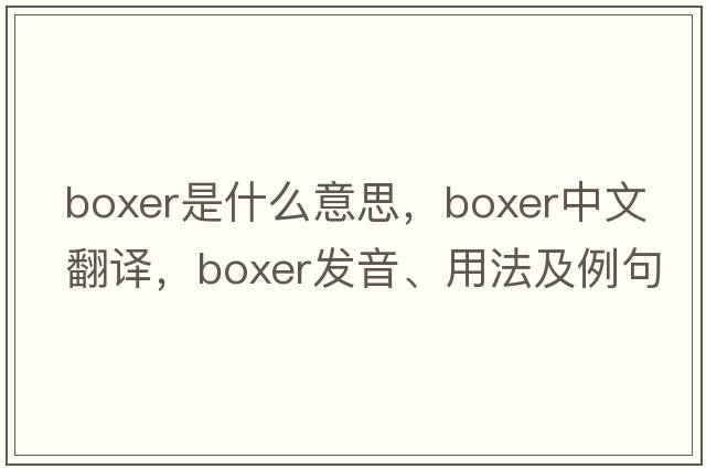 boxer是什么意思，boxer中文翻譯，boxer發(fā)音、用法及例句