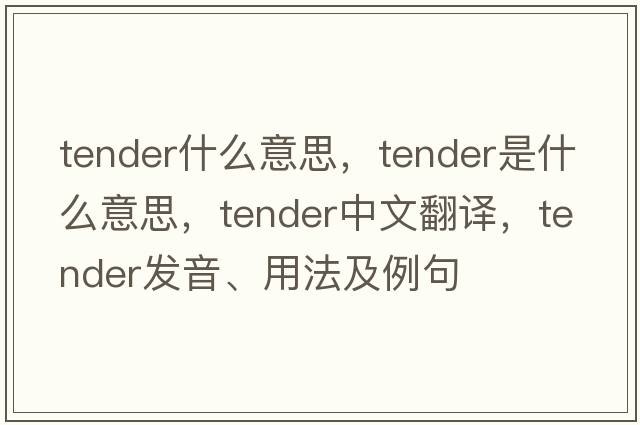 tender什么意思，tender是什么意思，tender中文翻譯，tender發(fā)音、用法及例句