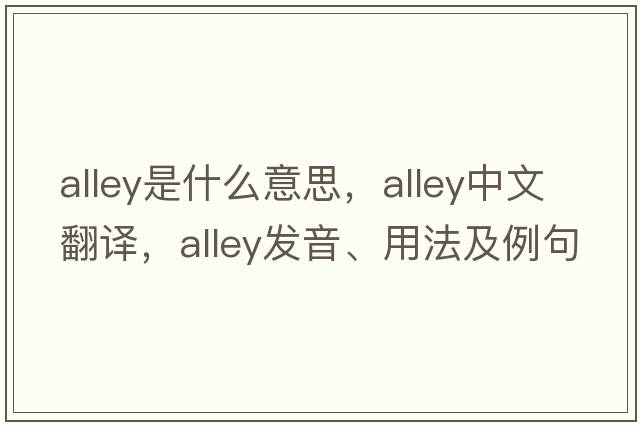 alley是什么意思，alley中文翻譯，alley發(fā)音、用法及例句