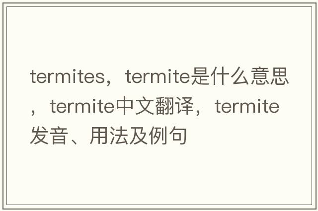 termites，termite是什么意思，termite中文翻譯，termite發(fā)音、用法及例句