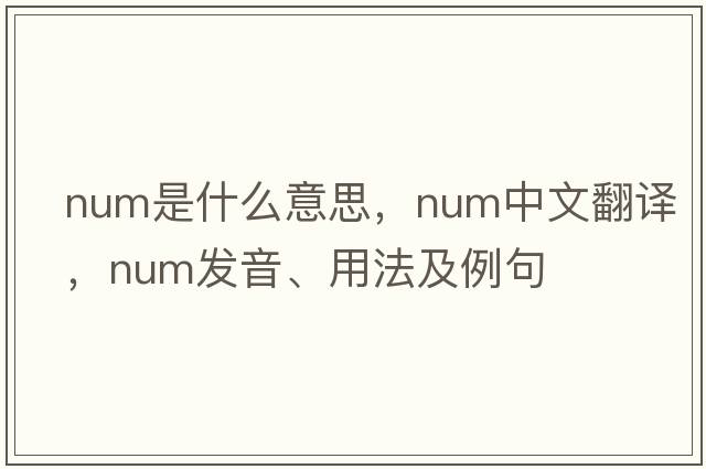 num是什么意思，num中文翻譯，num發(fā)音、用法及例句