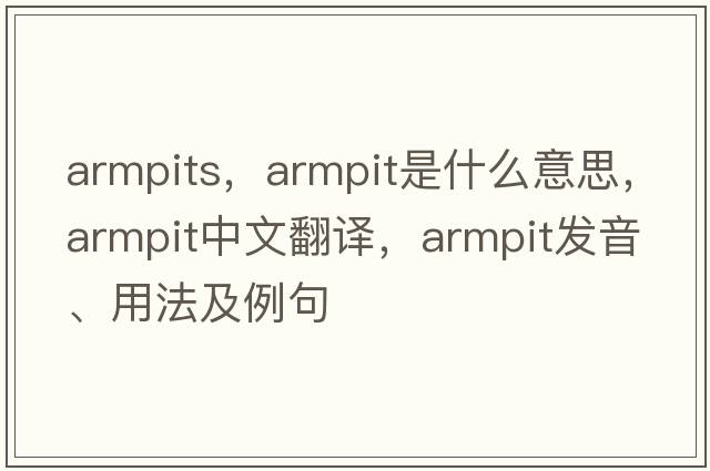 armpits，armpit是什么意思，armpit中文翻譯，armpit發(fā)音、用法及例句