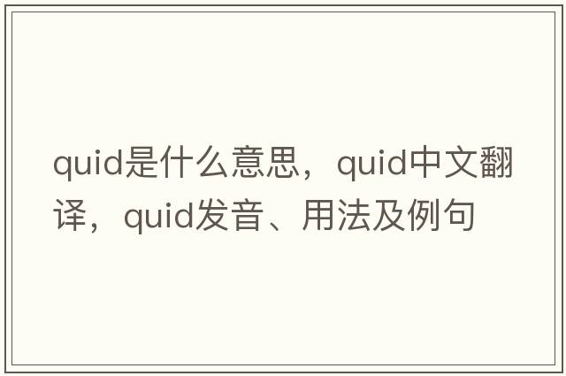 quid是什么意思，quid中文翻譯，quid發(fā)音、用法及例句