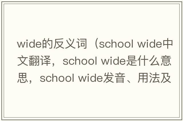 wide的反義詞（school wide中文翻譯，school wide是什么意思，school wide發(fā)音、用法及例句）
