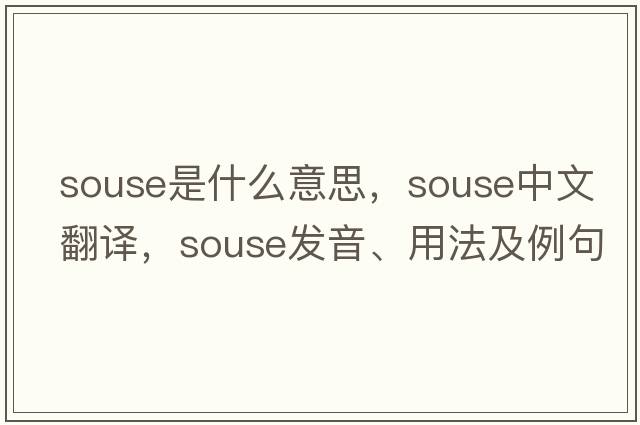 souse是什么意思，souse中文翻譯，souse發(fā)音、用法及例句