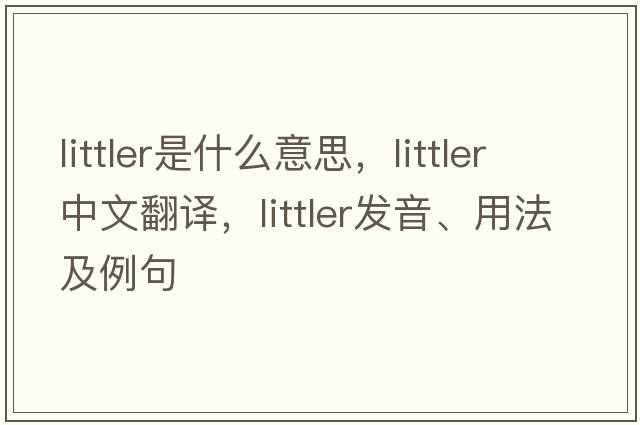 Littler是什么意思，Littler中文翻譯，Littler發(fā)音、用法及例句