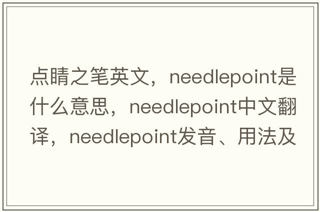 點(diǎn)睛之筆英文，needlepoint是什么意思，needlepoint中文翻譯，needlepoint發(fā)音、用法及例句