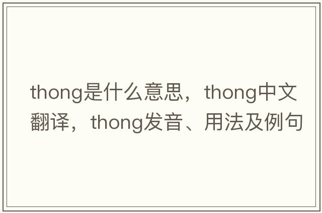 thong是什么意思，thong中文翻譯，thong發(fā)音、用法及例句