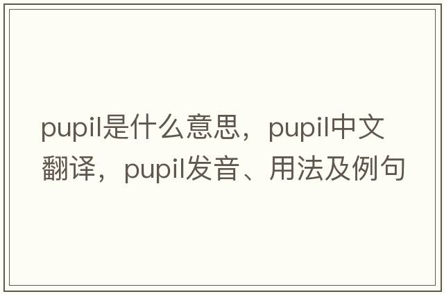 pupil是什么意思，pupil中文翻譯，pupil發(fā)音、用法及例句