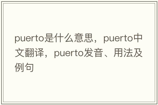 Puerto是什么意思，Puerto中文翻譯，Puerto發(fā)音、用法及例句