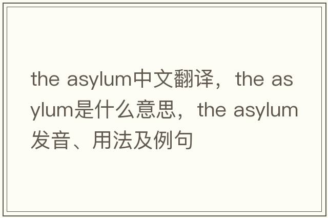 the asylum中文翻譯，the asylum是什么意思，the asylum發(fā)音、用法及例句