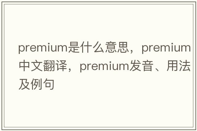 premium是什么意思，premium中文翻譯，premium發(fā)音、用法及例句