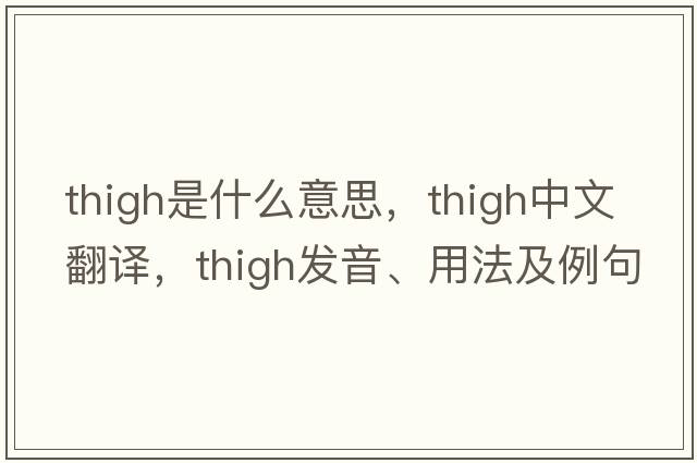 thigh是什么意思，thigh中文翻譯，thigh發(fā)音、用法及例句