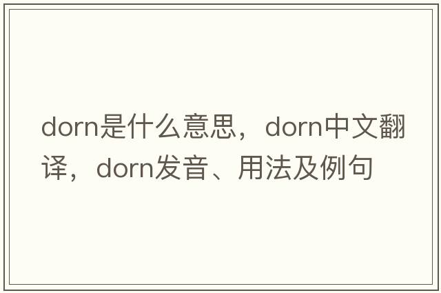 Dorn是什么意思，Dorn中文翻譯，Dorn發(fā)音、用法及例句