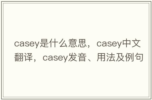 casey是什么意思，casey中文翻譯，casey發(fā)音、用法及例句
