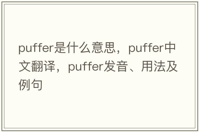 puffer是什么意思，puffer中文翻譯，puffer發(fā)音、用法及例句