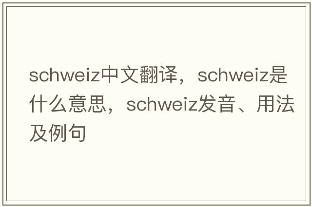 schweiz中文翻譯，schweiz是什么意思，schweiz發(fā)音、用法及例句
